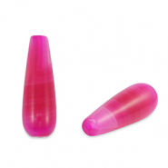 Naturstein Perlen Quarz Tropfen Fuchsia pink