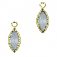 Anh&auml;nger Kristallglas Oval Grey blue-gold