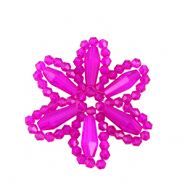 Top Facett Perlen Anh&auml;nger Blume Neon fuchsia pink