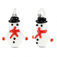 Glas-Anh&auml;nger Schneemann White-red-black