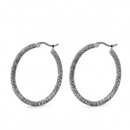 Ohrringe aus Stainless Steel - Rostfreiem Stahl Zirkonia Creolen Silver
