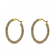 Ohrringe aus Stainless Steel - Rostfreiem Stahl Zirkonia Creolen Gold