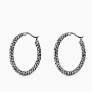 Ohrringe aus Stainless Steel - Rostfreiem Stahl Zirkonia Creolen Silver