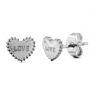 Ohrringe / Ohrstecker aus Stainless Steel - Rostfreiem Stahl Herz Silver