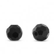 Top Glas Facett Perlen 6mm rund Black-Pearl Shine Coating