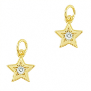 Brass TQ Metall Anh&auml;nger Zirkonia Stern Gold