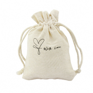 Schmuckbeutel Leinen "with love" Off white