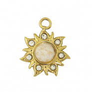 Stainless Steel - Rostfrei Stahl Anh&auml;nger Blume Gold / White