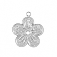 Stainless Steel - Rostfrei Stahl Anh&auml;nger Blume Silver