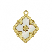Stainless Steel - Rostfrei Stahl Anh&auml;nger Blume Gold