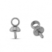 Stainless Steel - Rostfreiem Stahl Schmuckzubeh&ouml;r Endkappen f&uuml;r Perlen Silver