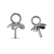 Stainless Steel - Rostfreiem Stahl Schmuckzubeh&ouml;r Endkappen f&uuml;r Perlen Silver