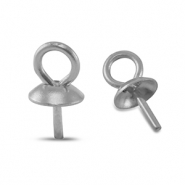 Stainless Steel - Rostfreiem Stahl Schmuckzubeh&ouml;r Endkappen f&uuml;r Perlen Silver