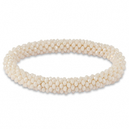 Facett Glas Armb&auml;nd Vanilla white