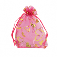 Schmuckbeutel Organza 9x12cm Herz Pink-gold