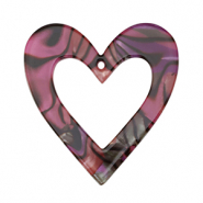 Resin Anh&auml;nger Herz Magenta pink-black