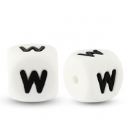 Buchstabenperlen aus Silikon W White-black