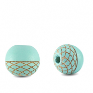 Holzperlen rund 10mm Patrone Turquoise