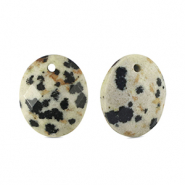 Naturstein Anh&auml;nger Dalmatiner Oval Greige-black