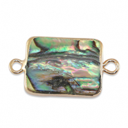 S&uuml;sswasserperlen Zwischenst&uuml;ck Rechteck Gold-ocean green