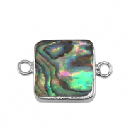 S&uuml;sswasserperlen Zwischenst&uuml;ck Square Silver-ocean green
