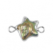 S&uuml;sswasserperlen Zwischenst&uuml;ck Stern Silver-ocean green