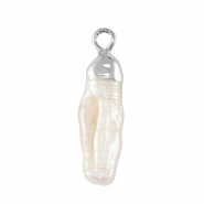 S&uuml;sswasserperlen Anh&auml;nger Tooth Silver-Natural white