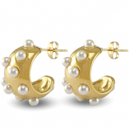 Ohrringe / Ohrstecker aus Stainless Steel - Rostfreiem Stahl Imitationsperlen Gold