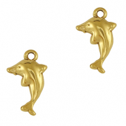 Stainless Steel - Rostfrei Stahl Anh&auml;nger Delfin Gold