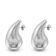 Ohrringe / Ohrstecker aus Stainless Steel - Rostfreiem Stahl Tropfen Silver