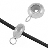 Stainless Steel - Rostfrei Stahl Schmuckzubeh&ouml;r Smart-Stopperperlen mit &Ouml;se Silver