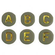 Buchstaben Perlen aus Acryl Mix Army green-gold