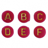 Buchstaben Perlen aus Acryl Mix Red-gold