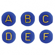 Buchstaben Perlen aus Acryl Mix Cobalt blue-gold