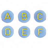 Buchstaben Perlen aus Acryl Mix Light blue-gold