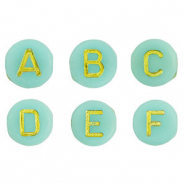 Buchstaben Perlen aus Acryl Mix Turquoise green-gold