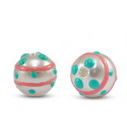 Acryl perlen Punkte Pearl-pink green