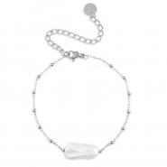Armb&auml;nder aus Stainless Steel - Rostfreiem Stahl Perlen Silver