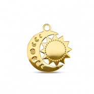 Stainless Steel - Rostfrei Stahl Anh&auml;nger Mond und Sonne Gold
