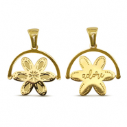 Stainless Steel - Rostfrei Stahl Anh&auml;nger Drehen Blume Gold