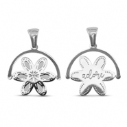 Stainless Steel - Rostfrei Stahl Anh&auml;nger Drehen Blume Silver