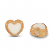 Acryl Perlen Herz Brown-white