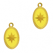 Stainless Steel - Rostfrei Stahl Anh&auml;nger Oval Sonne Gold-yellow