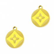 Stainless Steel - Rostfrei Stahl Anh&auml;nger Runden Blume Gold-yellow