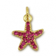 Brass TQ Metall Anh&auml;nger Seestern Gold-magenta