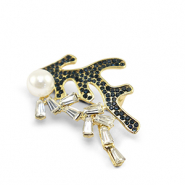 Broschen Seetang mit Perle Dark blue-gold