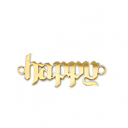Stainless Steel - Rostfrei Stahl Anh&auml;nger Zwischenst&uuml;ck ''happy'' Gold