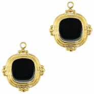 Stainless Steel - Rostfrei Stahl Anh&auml;nger Viereck Enamel Gold-black