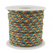 Trendy Kordel geflochten 3.5mm Yellow-green-red