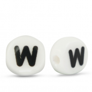 Buchstaben Perlen aus Keramik W White-black